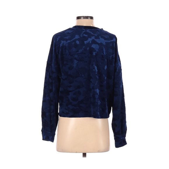 🍁Long Sleeve Velour Sweater in Royal Blue/Camo Size Small - Picture 3 of 11